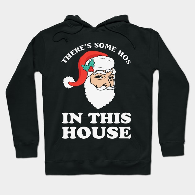 There's some ho's in this house Funny Santa Christmas Gift Hoodie by BadDesignCo